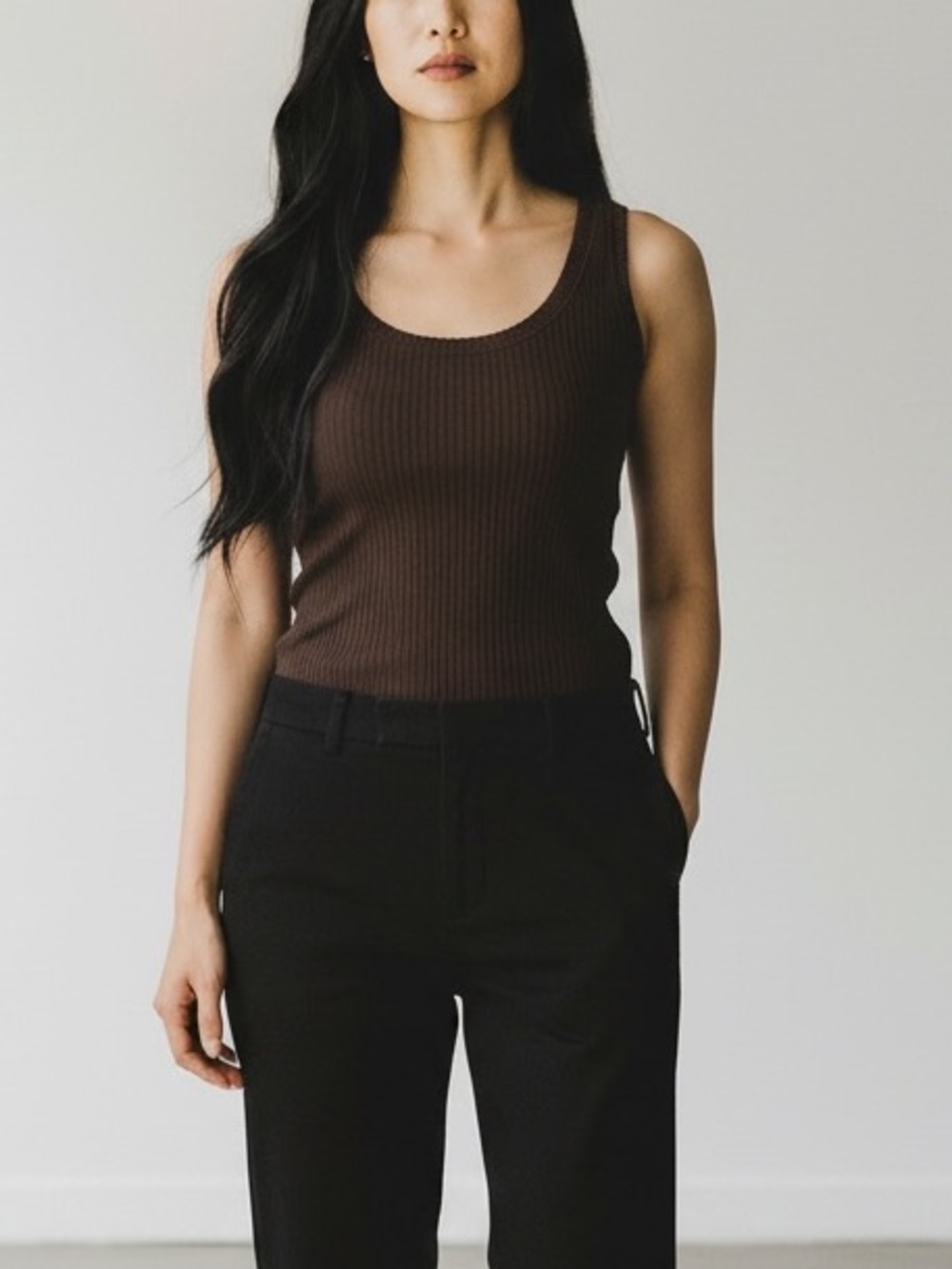NEW Cotton Citizen Brown Ribbed Knit Tank Top Sz XS